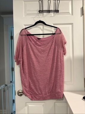 torrid Dusty Rose Lace Scoop Neck Short Sleeve Top